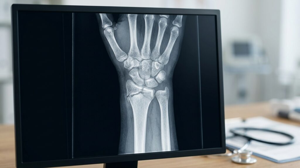 성장판 손상을 보여주는 어린이 X-ray 사진